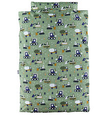Nørgaard Madsens Bedding - Baby - Green w. Work machines