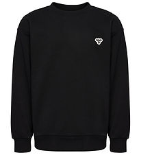 Hummel Sweatshirt - hmlJR Loose Crewneck - Black w. Logo