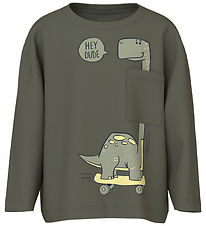 Name It Blouse - NmmVillian - Dusty Olive/Brontosaurus