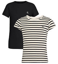 Calvin Klein T-shirts - 2er-Pack - Stripe Slim - Turteltaube/Ck