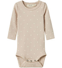 Lil' Atelier Bodysuit L/æ - Rib - NbfGago - Gray Morn/Heart