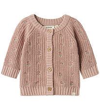Lil' Atelier Cardigan - Knitted - NbfEmlen - Shadow Gray w. Flow