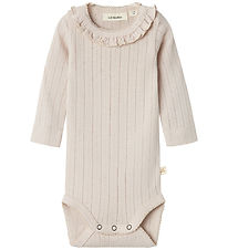 Lil' Atelier Bodysuit L/æ - NbfRachel - Gray Morn w. Pointelle