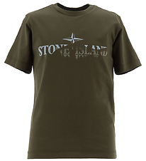 Stone Island T-Shirt - Militär Green m. Print