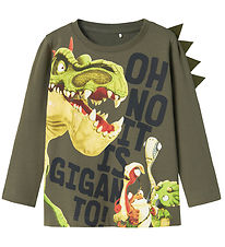 Name It Blouse - NmmDovid Giganto - Dusty Olive w. Print