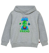 LEGO® Wear Kapuzenpullover - LWSaku - Grau Meliert m. Alien