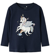 Name It Blouse - NmfTillie - Navy Blazer w. Unicorn