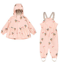 Konges Sløjd Rainwear w. Suspenders - PU - Palm - Bow Kitty Pink