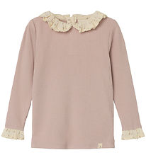 Blouse Lil' Atelier - Rib - NmfTrine - Shadow Gris av. Froufrous