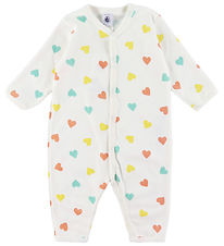 Petit Bateau Pyjamasdräkt - Marshmallow m. Hjärtan