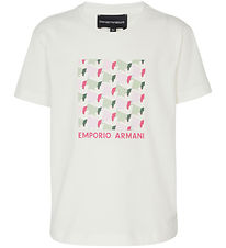 Emporio Armani Stuttermabolur - Off White M. Prentað