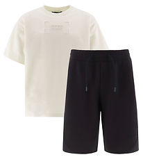 Emporio Armani Stuttermabolur/Stuttbuxur - Off White/Dökkblátt