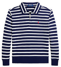 Polo Ralph Lauren Poloshirt m. Reißverschluss - Navy/Weiß gestre