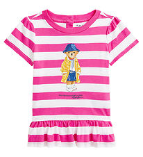 Polo Ralph Lauren Stuttermabolur - Bleikt/Hvít - röndótt M. Bang
