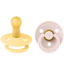 BIBS Colour Pacifiers - Size 2 - 2-Pack - Round - Pale Butter/Pe