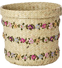 Rice Storage Basket - Raffia - Large - Flower Vines - 20x20 cm