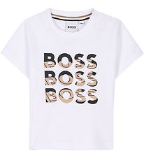BOSS Stuttermabolur - Hvítur M. Prentað