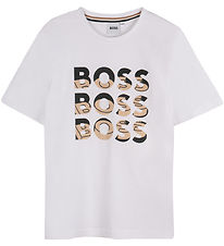 BOSS Stuttermabolur - Hvítur M. Prentað