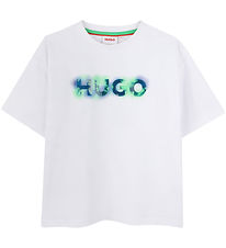 HUGO Stuttermabolur - Hvítur M. Prentað