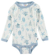 Joha Bodysuit L/æ - Wool - Light blue w. Print