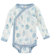 Joha Wrap Bodysuit L/æ - Wool - Light blue w. Print