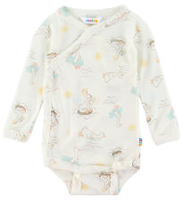 Joha Wrap Bodysuit L/æ - Wool/Silk - Offwhite w. Print