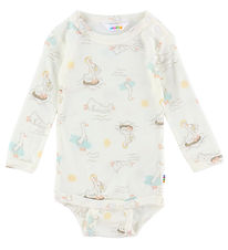 Joha Bodysuit L/æ - Wool/Silk - Offwhite w. Print