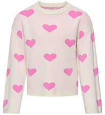Kids Only Bluse - Strick - KogMontana - Birch/Heart Fuchsia Pink