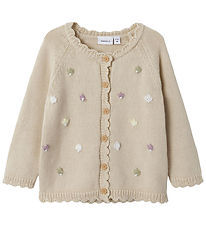 Name It Cardigan - Knitted - NbfBilili - Summer Sand w. Flowers