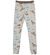 Joha Leggings - Wool/Silk - Beige w. Print
