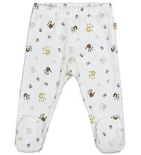 Joha Leggings w. Feet - Off White w. Print