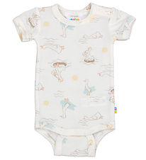 Joha Bodysuit k/æ - Wool/Silk - Off White w. Print