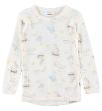 Joha Tröja - Ull/Silke - Off White m. Tryck