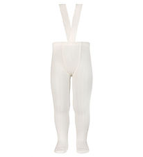 Condor Strumpfhosen m. Träger - Rib - Weiß