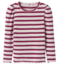 Name It Blouse - Rib - NmfBalisa - Boysenberry w. Stripes/Glitte