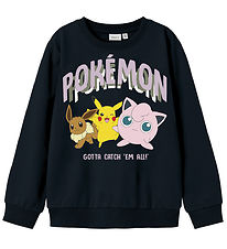 Name It Peysa - NkfJima Pokémon - Svart M. Prentað