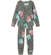 Name It Pyjama Set - NkfObia - Grey Melange w. Print