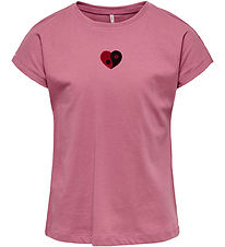 Kids Only Stuttermabolur - KogSwet - Heather Rose/Heart
