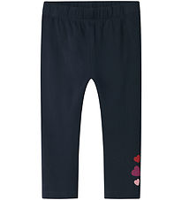 Name It Leggings - NmfBiline - Dark Sapphire M. Glimmer hjörtu