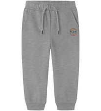 Name It Sweatpants - NmmBertillo - Light Grey Melange m. Tryck