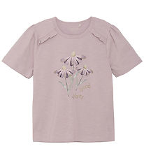 Minymo T-Shirt - Brüniert Lilac m. Blumen