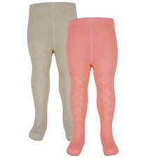 Minymo Strumpfhosen - 2er-Pack - Strawberry Ice m. Lochmuster