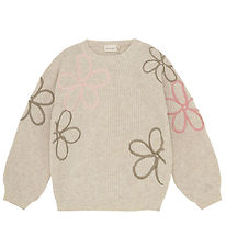 Minymo Bluse - Strick - Marshmallow White m. Blumen