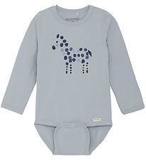 Minymo Bodysuit L/æ - Blue Fog w. Print
