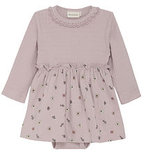 Minymo Bodysuit w. Skirt L/æ - Burnished Lilac w. Pointelle