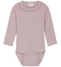 Minymo Bodysuit L/æ - Rib - Pointell - Burnished Lilac w. Pointe