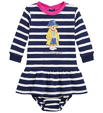 Polo Ralph Lauren Sweatkleid m. Bloomers - Navy/Weiß gestreift m