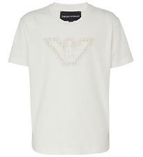 Emporio Armani Stuttermabolur - Off White M. Lógó