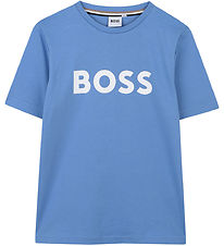 BOSS Stuttermabolur - Dökkblátt M. Hvítur