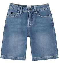 BOSS Stuttbuxur - Gallaefni - Denim Blue Clear